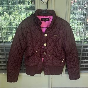 Baby Phat Quilted Brown Bomber Jacket with Pink Lining